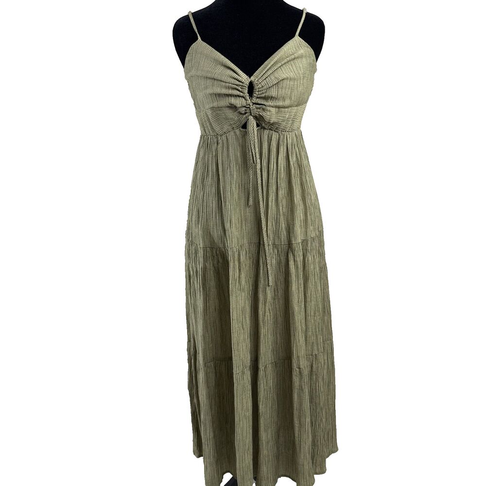 Blu Pepper Sage pinstripe maxi dress Travel Resort beach vacation Sundress Med